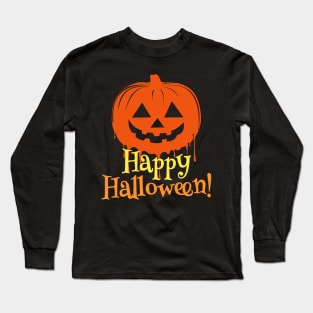 Funny Happy Halloween Dripping Pumpkin Long Sleeve T-Shirt